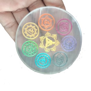 แผ่นกลมแบบเซเลไนต์สำหรับชาร์จเจ็ดสัญลักษณ์จักระสำหรับการรักษาเรกิแผ่นชาร์จแบบเซเลไนต์ขายส่ง - Product Image 4
