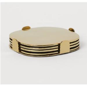 Round Indian Handicraft Tableware Couch <b>Slate</b> <b>Coasters</b> Metal Brass Tableware <b>Coaster</b> for Home Restaurant <b>Coaster</b> Set Mats & Pads - Product Image 3