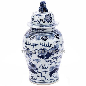 โถขิงโลหะเคลือบสีฟ้าและขาวตกแต่งทรงกลมทำจากอะลูมิเนียมหรูหราทันสมัยล่าสุด - Product Image 4