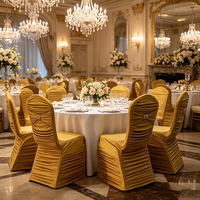 Housses de chaise à dossier jaune froncé de haute qualité avec ensemble de chaises de table à manger à la mode en spandex à volants