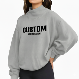 Sudadera Extra Grande con Cuello Alto para Mujer, de Invierno, de Alta Calidad, de Algodón y Felpa, Ecológica e Informal - Product Image 1