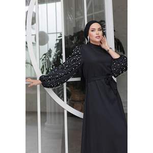 Robe Hijab Détail Perle Noir - Product Image 5