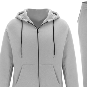 Ensemble survêtement unisexe gris avec sweat à capuche zippé et pantalon de jogging, vêtements de sport décontractés pour l'hiver, mélange de coton, fabricant en gros, logo personnalisé - Product Image 2