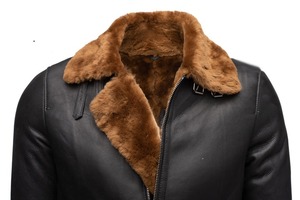 OEM personalizado invierno moda piloto Shearling recortado lona piel de vaca transpirable Vintage Bomber motocicleta chaquetas de cuero para los hombres - Product Image 4