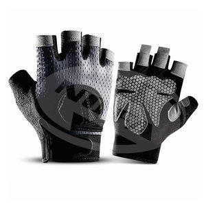 Guantes de entrenamiento de cuero de medio Dedo de diseño personalizado de alta calidad con muñequeras para Fitness al aire libre y levantamiento de pesas - Product Image 1