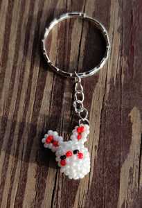 Porte-clés lapin, accessoire de sac, lapin perlé, porte-clés perle rocaille, lapin perlé, lapin porte-clés lapin perlé animaux fait à la main - Product Image 5