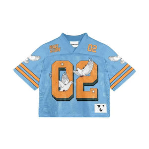 Maillot de football américain court surdimensionné de conception chaude Streetwear maille rétro Hip Hop chemise d'équipe personnalisée - Product Image 1