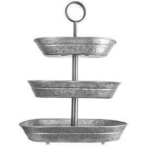 Soporte de bandeja de servicio de Metal galvanizado de 3 niveles, organizador de exhibición de postres y magdalenas de granja rústica para mesa de cocina, fiesta, decoración del hogar - Product Image 1