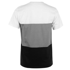 เสื้อยืดคอกลมแขนสั้นทรงลำลองสำหรับผู้ชาย สีขาว เทา ดำ ลายสามสี - Product Image 3