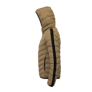 Veste matelassée légère en tissu matelassé, couleur beige, capuche, imperméable, coupe-vent, respirante, isolée, coupe ajustée, fermeture éclair sur le devant, rembourrage, options personnalisées, pour hommes - Product Image 2