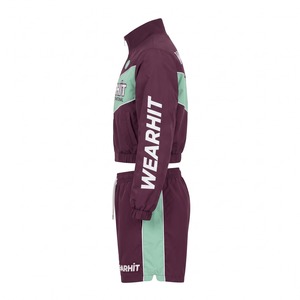 <b>Men</b> Windbreaker Shorts Set Rib Collar Cropped Chevron Panel Nylon <b>Racing</b> <b>Jacket</b> and Shorts Plum Mint Green Custom Logo OEM - Product Image 3