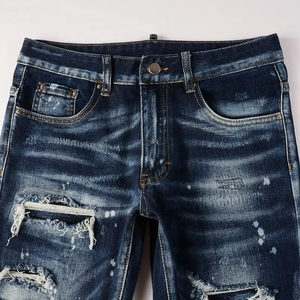 Hot Selling Custom Made <b>Men</b> Distress <b>Jean</b> Pants Breathable <b>Flare</b> Fit <b>Jeans</b> Street Wear - Product Image 4