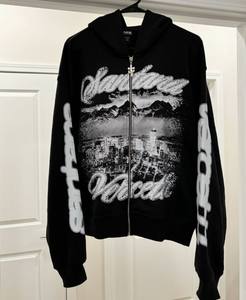 Sweat à capuche pour homme en molleton 100% coton épais, coupe oversize à épaules tombantes, avec fermeture éclair, imprimé numérique, teint uni, personnalisable avec logo, idéal pour l'hiver - Product Image 1