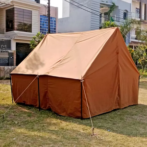 Carpa Portátil Estilo Legión Romana, Lona de Algodón Beige Oscuro con Poste de Aluminio, Impermeable - Product Image 1
