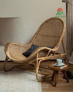 Silla reclinable de estilo nórdico clásico, hecha de ratán natural, adecuada para balcones, hogares, hoteles y villas. - Product Image 1