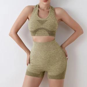 Vente chaude femmes de haute qualité sans couture Spandex Polyester Yoga Set Solid Pattern-Nouvelle Arrivée Écologique Vente en gros Hot Seller - Product Image 1