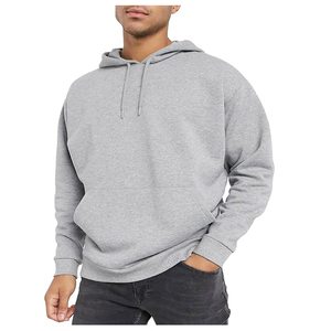 Sudadera con Capucha de Invierno, Color Gris Claro, Antiarrugas, Tejido de Punto, Poliéster/Algodón, Etiqueta Personalizada - Product Image 2