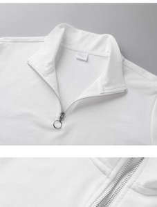 Custom Logo Men Autumn Streetwear 100% Cotton Stand-up Collar Oversized Long <b>Sleeve</b> Half Zip Breathable for <b>Shirt</b> - Product Image 4
