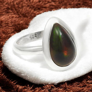 แหวนพลอยโอปอลสีดำใส่ได้ทั้งชายและหญิงทำด้วยมือดีไซน์คลาสสิกแหวนสำหรับงานเลี้ยงหมั้นงานแต่งงานของขวัญแต่งงานที่มีความต้องการสูงสำหรับเธอ - Product Image 5