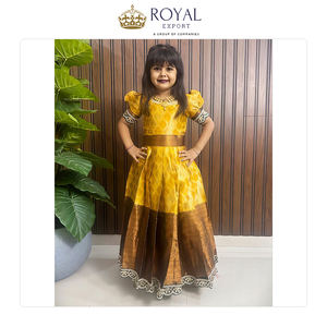 Dernière collection de vêtements indiens pour enfants Kanjivaram Silk Lehenga Choli pour mariage - Product Image 4