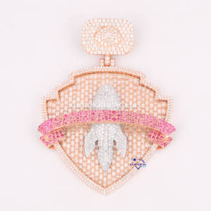 Pendentif en diamant cultivé en laboratoire en or rose 14 carats Bling complet Pave VVS Clarity Jewelry Trending Fine Necklaces - Product Image 1