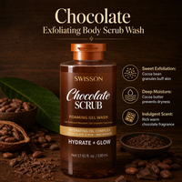 Gel exfoliant corporel au chocolat OEM, gel douche hydratant, marque privée, vente en gros, en vrac, pour salon, spa, hôtel