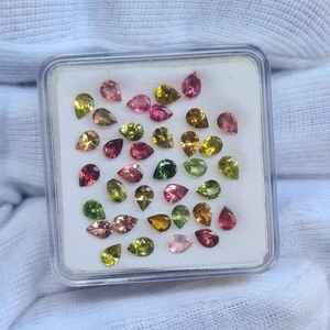 ลูกแพร์ทัวร์มาลีนธรรมชาติหลายลูกแพร์ตัดอัญมณีหลวม3x4มม. สำหรับการทำเครื่องประดับลูกปัดสำหรับการตั้งค่าแหวนและจี้ - Product Image 3