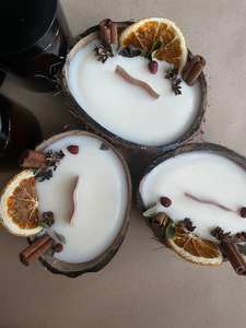 Velas de cáscara de coco ecológicas hechas a mano para decoración del hogar y regalo de Navidad acabado brillante 2025 - Product Image 3