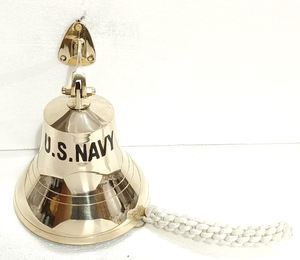 Proveedor mayorista indio, campana de barco de latón, Marina DE LOS EE. UU., fabricante pulido liso grabado de campana de barco náutico, decoración de hotel para el hogar - Product Image 1