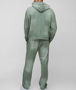 Ensemble sweat-shirt et pantalon de survêtement pour homme, logo imprimé en relief personnalisé, coton décontracté, poids lourd, respirant, taille élastique, surdimensionné - Product Image 4