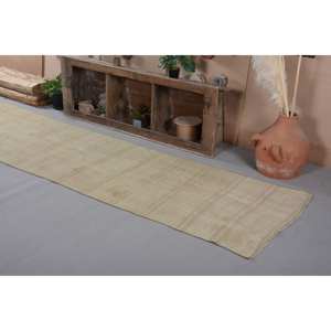 Alfombra turca vintage de 33x124 pies, área grande, rectángulo, minimalista, detalles amarillos, látex de lana para sala de estar, pasillo, Patchwork - Product Image 4