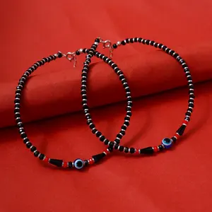 Tobillera de Ojo Turco con Cuentas Negras Chapada en Oro, Estilo Bohemio, Joyería de Verano, Tecnología de Incrustación Personalizada, Hecha de Latón para Mujer - Product Image 2