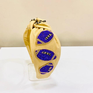 Diadema India Hecha a Mano con Cuentas de Bola, Diseño de Nudo Superior, Bola Marrón con Cuentas Verdes, Diademas de Bola Premium - Product Image 1