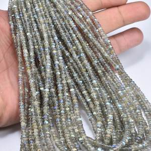 Labradorita Natural suave Rondelle piedras preciosas hebras Cadena 3-5mm labradorita cuentas lote para la fabricación de collares de joyería - Product Image 4