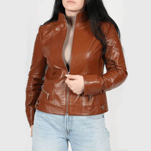 Chaqueta de Cuero para Mujer con Múltiples Bolsillos, Nueva Colección, Chaqueta de Cuero para Mujer Resistente al Viento - Product Image 6