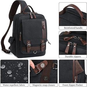Hot Selling Fashion <b>Canvas</b> Cross Body Messenger Bag Shoulder Sling <b>Backpack</b> Travel Rucksack Zipper Waterproof Made Vietnam - Product Image 4