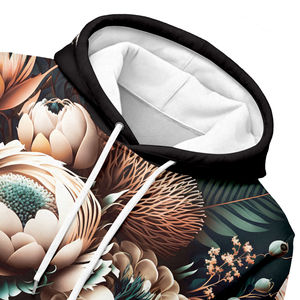 Sudadera con capucha unisex personalizada 100% de algodón cómoda sudadera de invierno con estampado floral sublimado - Product Image 4