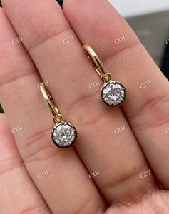 Pendientes de Botón de Moissanita con Diseño Vintage Pass Diamond Taster, Engaste de Oro de 14k, 2.70CTW, Corte Brillante VVS, para Mujer, Aniversario - Product Image 4