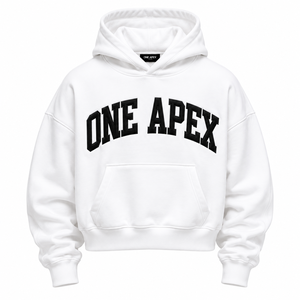 Sweat-shirt à capuche surdimensionné en coton blanc personnalisé pour homme, pull épais streetwear, broderie ONEAPEX OEM - Product Image 2