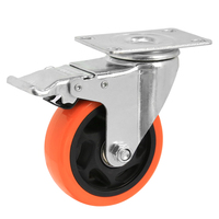 Roue pivotante en PP de 3 pouces, 5 pouces, de moyenne capacité, orange, pour chariot, roue de 4 pouces