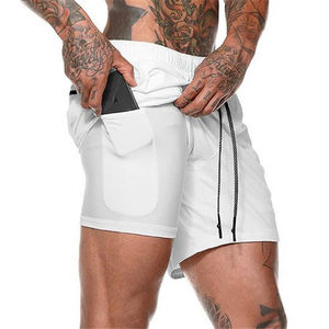 Shorts de sport 2-en-1 double couche pour hommes, style Hip Hop, service OEM, séchage rapide, respirant, extensible, pour l'entraînement, personnalisable - Product Image 3
