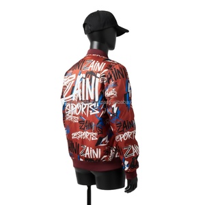 Chaquetas de Satén de Lujo para Mujer, Tela Suave y Sedosa, Estampado Gráfico Rojo, Azul y Negro con Logotipo Personalizado por Transferencia de Calor - Product Image 5
