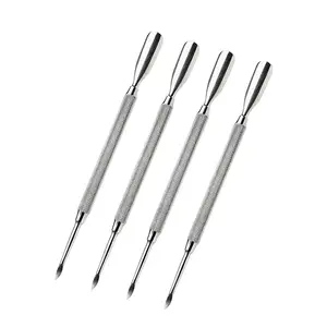 Cuticle Trimmer Pusher Remover, Rubber Tip Gentle on Nail Bed High Quality Double Ended Stainless Steel Metal Cuticle Pusher