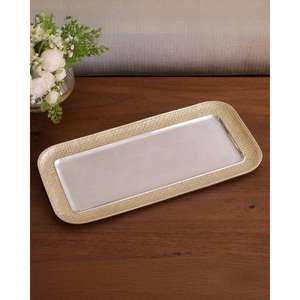 Plateau de service décoratif en aluminium avec poignée, artisanat, grand plat argenté, plateau en métal pour cupcakes, collations, nourriture, avec poignée - Product Image 6