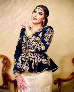 DESIGN ÉBLOUISSANT DE BRODERIE SUR VESTE MARINE & ROBE KARAKOU AVEC PERLES DE VERRE EN CRISTAL, PIERRE, PERLES, DABKA WORK @ 2024 - Product Image 1