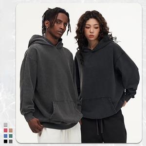 Sweats à capuche pour hommes 420 g/m² sans ficelle Poids lourd unisexe délavé 100% coton délavé à l'acide imprimé streetwear surdimensionné Sweats à capuche pour hommes personnalisés - Product Image 2
