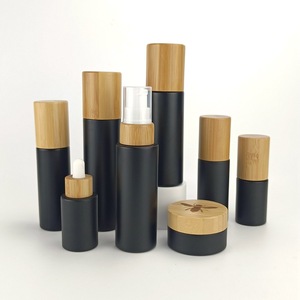 Dispensadores de Loción de Vidrio Esmerilado de 30ml, <span class=keywords><strong>50ml</strong></span> y 60ml con Impresión de Logotipo Personalizado, Envases para Cuidado de la Piel con Tapas de Madera de Bambú - Product Image 4