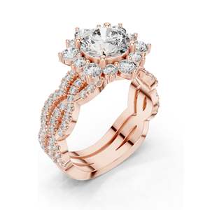 Bague en diamant de laboratoire rond brillant et en cluster de 2,538 carats pour femme, clarté VVS-VS EF, or 18 carats, 14 carats, 10 carats et argent 925, rose - Product Image 4