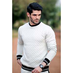 KIATE Winter Crew Neck Pullover Sweatshirt XS-XL Anti-Wrinkle Anti-Shrink Solid Pattern <b>Printed</b> Hoodie Knitted Fabric Plain Dye - Product Image 1