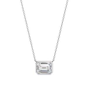 0.75 Ct <b>Emerald</b> Cut Lab Diamond <b>Pendant</b> Necklace VVS-EF IGI Certified 18K & 14K Gold - Product Image 3